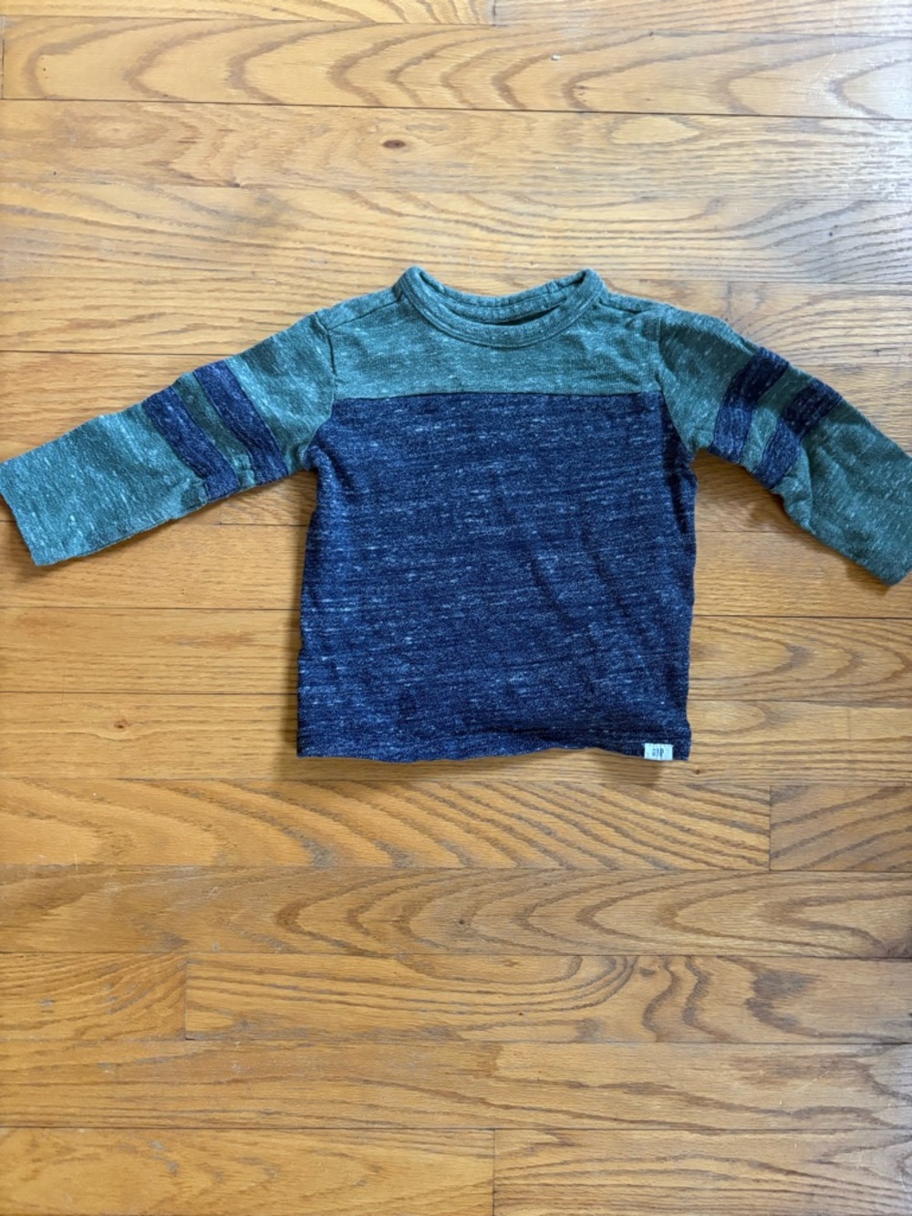 GAP Two-Tone Green & Navy Long-Sleeve Tee